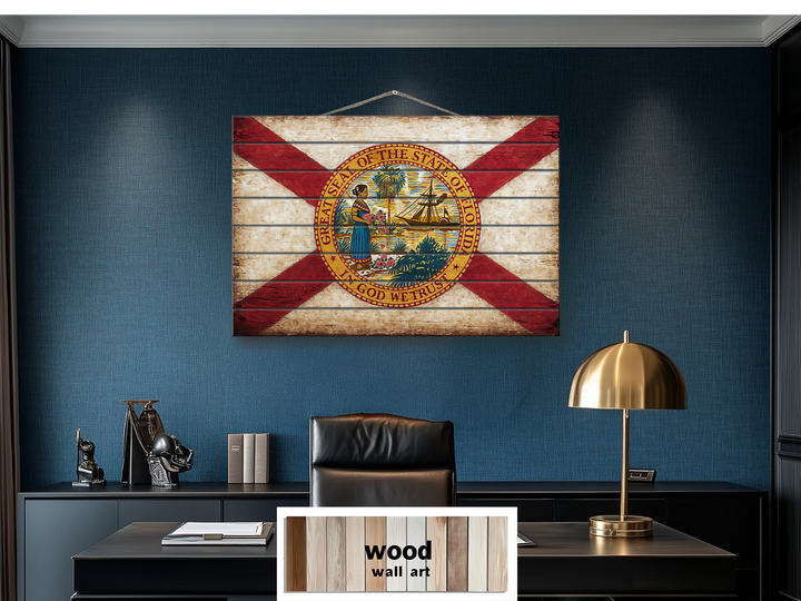 Florida Flag Distressed Wood Wall Art