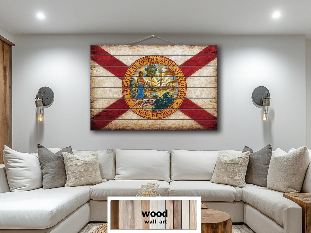 Florida Flag Distressed Wood Wall Art
