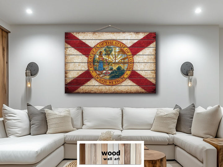 Florida Flag Distressed Wood Wall Art
