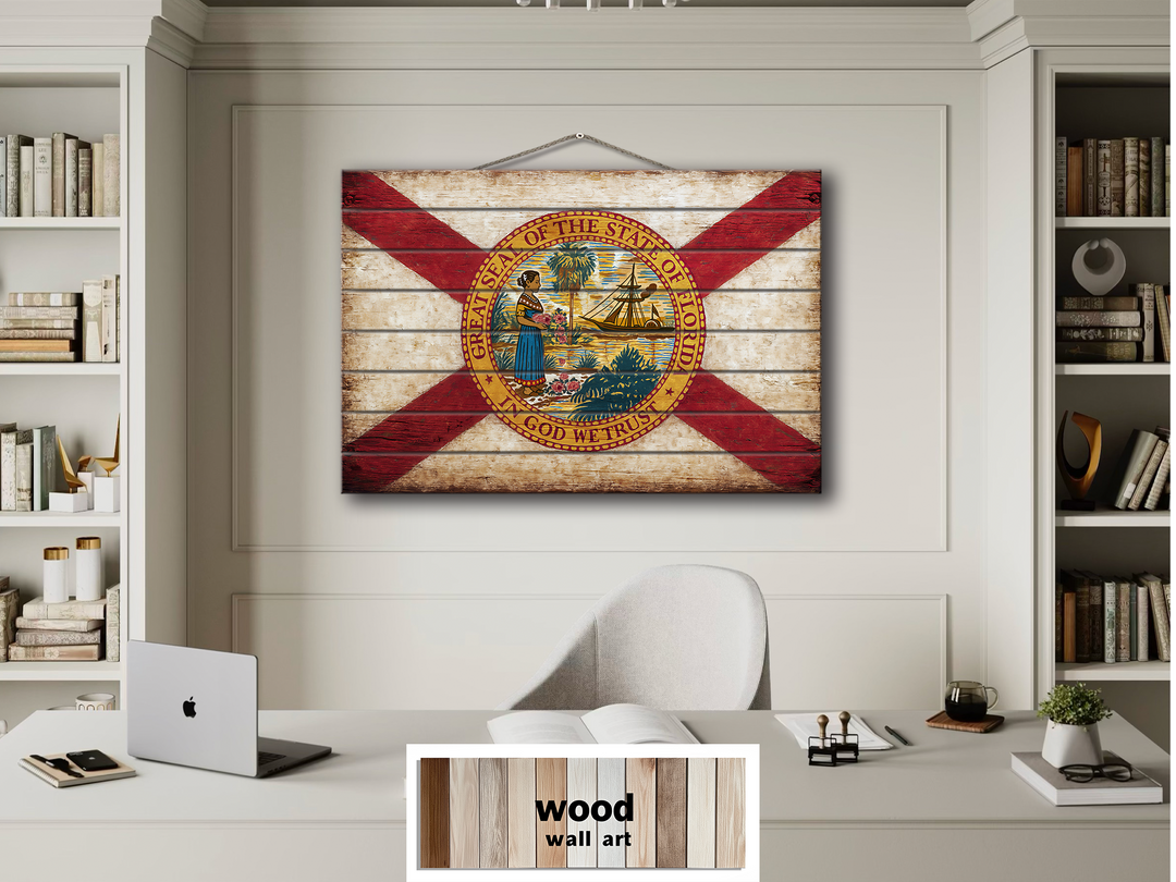 Florida Flag Distressed Wood Wall Art
