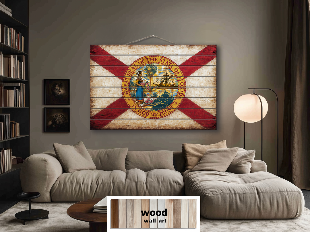 Florida Flag Distressed Wood Wall Art