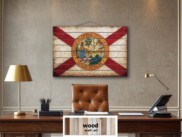 Florida Flag Distressed Wood Wall Art
