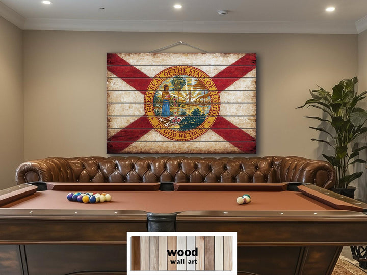 Florida Flag Distressed Wood Wall Art