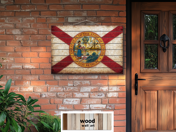 Florida Flag Distressed Wood Wall Art