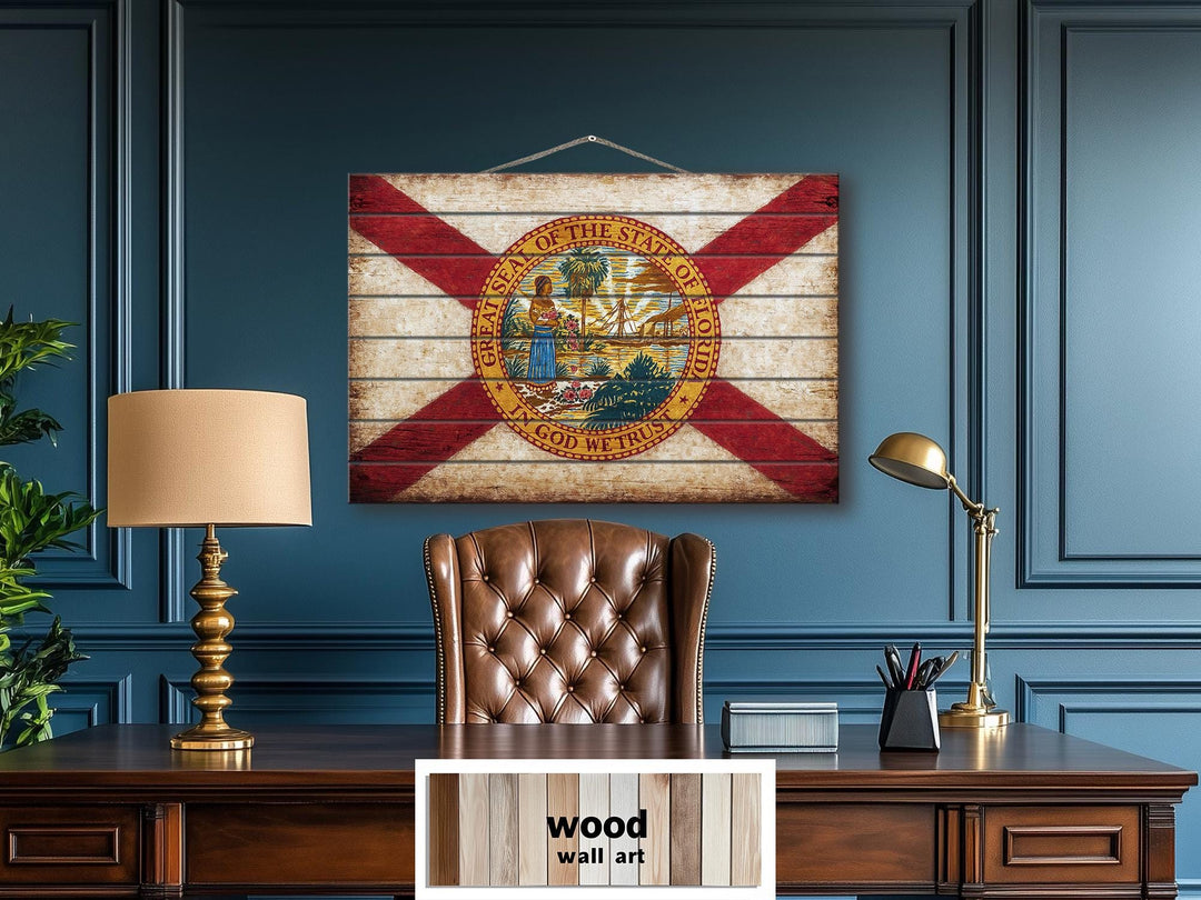Florida Flag Distressed Wood Wall Art
