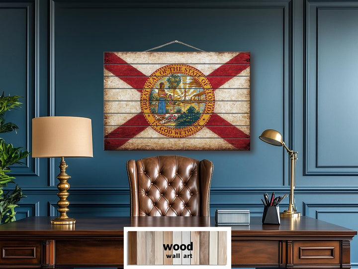 Florida Flag Distressed Wood Wall Art