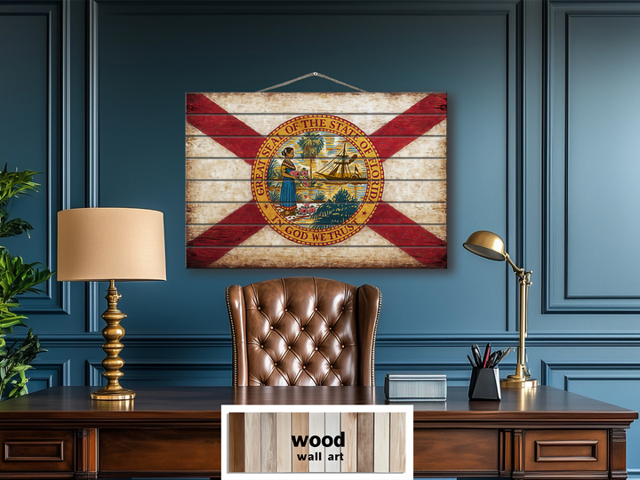 Florida Flag Distressed Wood Wall Art