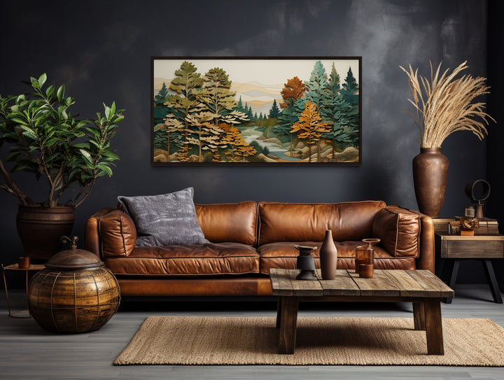Forest River Wall Art – Layered Wood Painting | Rustic Cabin Decor & Nature Canvas Print