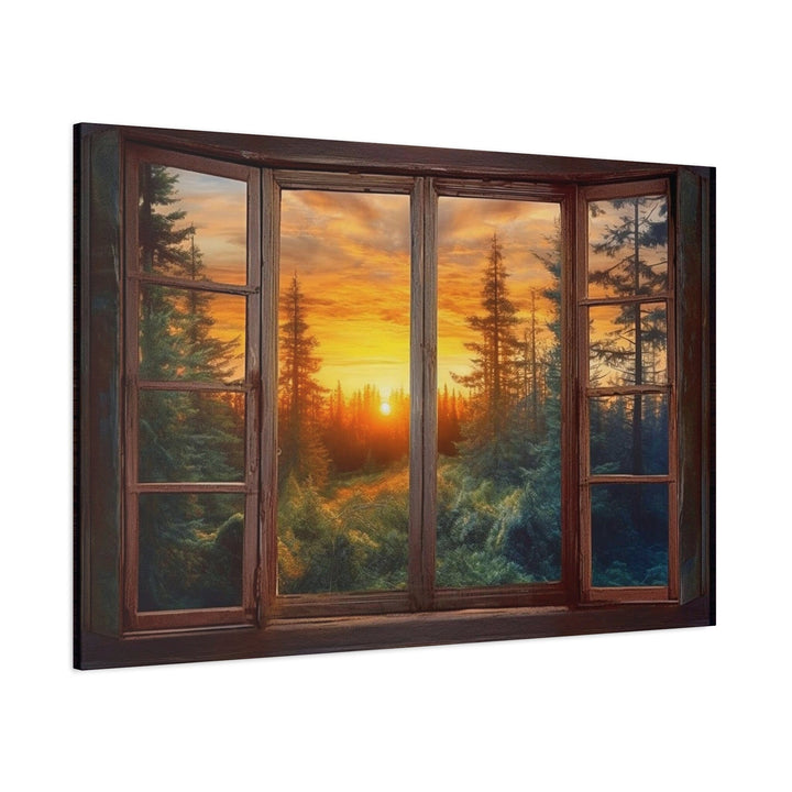 Forest View From Open Window Rustic Cabin Wall Art