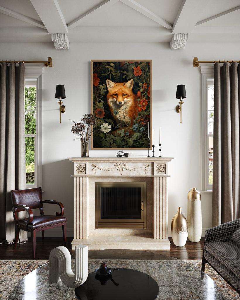 Moody Fox Forest Flowers Cottagecore Wall Art – Wall Decor Delights