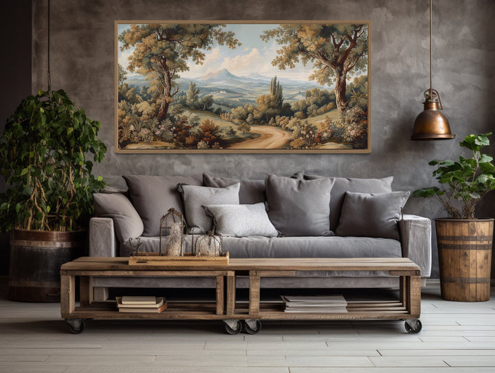 Framed Antique Style Tapestry Landscape Canvas Wall Art