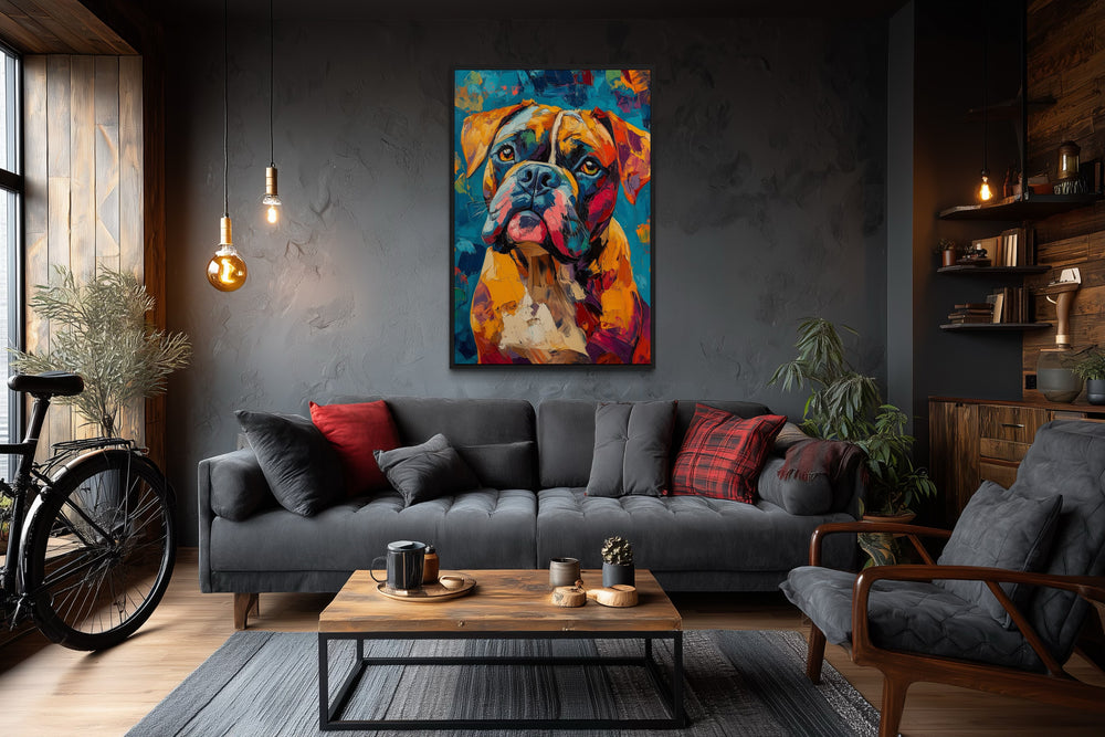 French Mastiff Dog Pop Art Portrait Canvas Wall Art