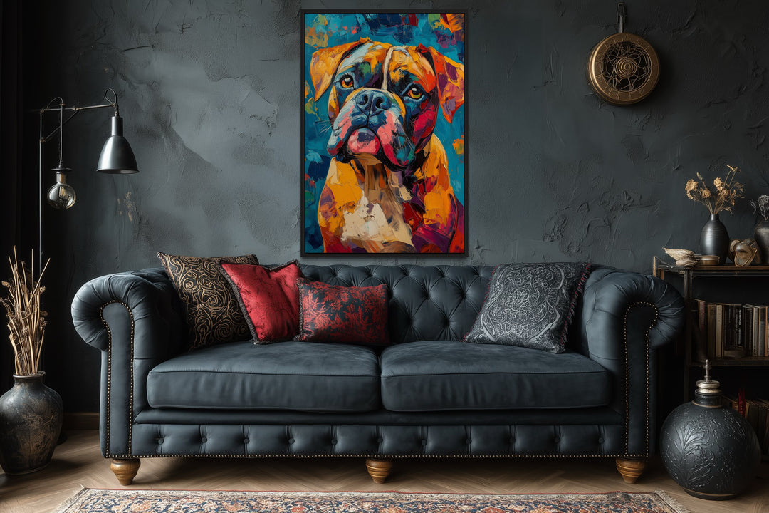 French Mastiff Dog Pop Art Portrait Canvas Wall Art