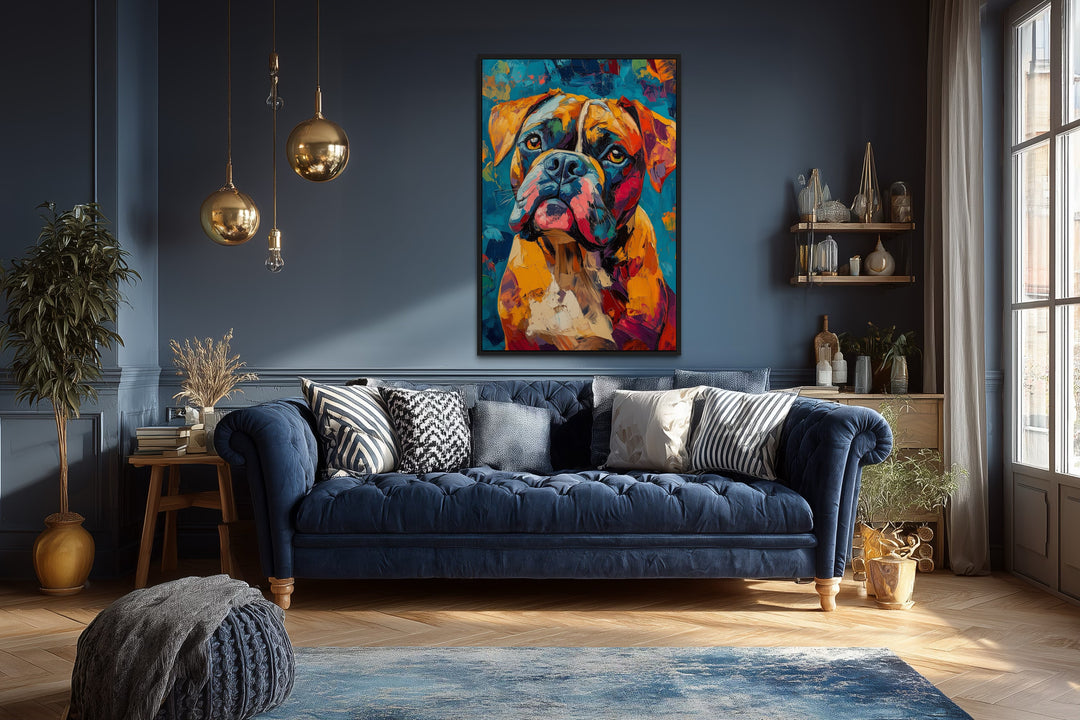 French Mastiff Dog Pop Art Portrait Canvas Wall Art