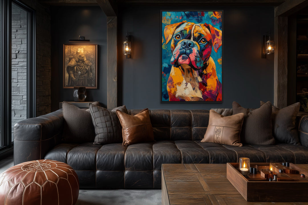 French Mastiff Dog Pop Art Portrait Canvas Wall Art