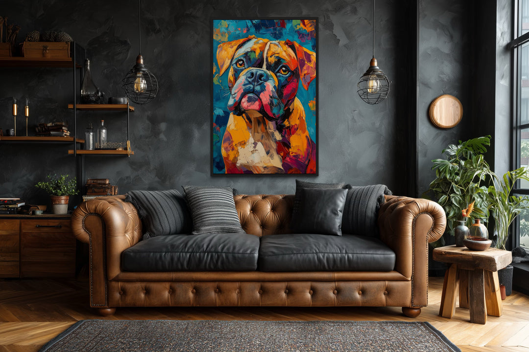 French Mastiff Dog Pop Art Portrait Canvas Wall Art