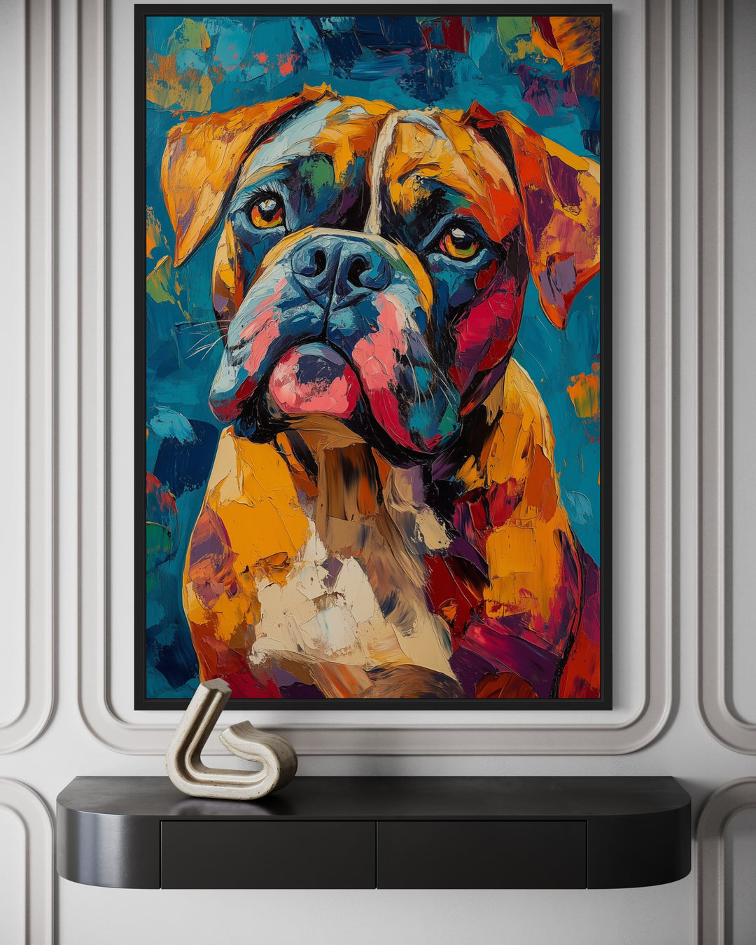 French Mastiff Dog Pop Art Portrait Canvas Wall Art