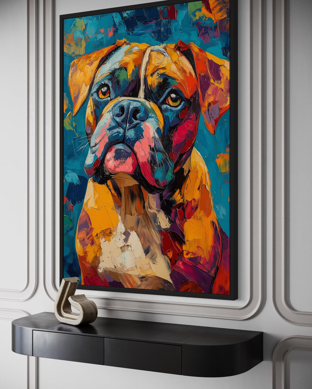 French Mastiff Dog Pop Art Portrait Canvas Wall Art