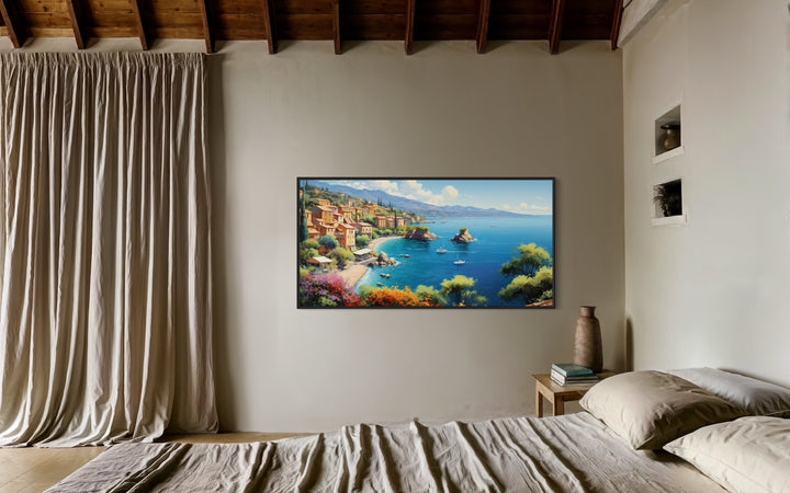 French Riviera Coastal Framed Canvas Wall Art