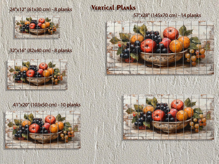 Fruit Bowl Distressed Wood Wall Art Rustic Kitchen Dining Room Decor