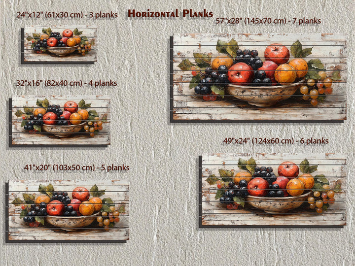 Fruit Bowl Distressed Wood Wall Art Rustic Kitchen Dining Room Decor