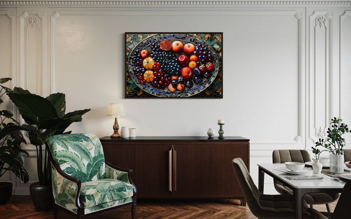 Fruit Platter Stained Glass Style Modern Dining Room Wall Art