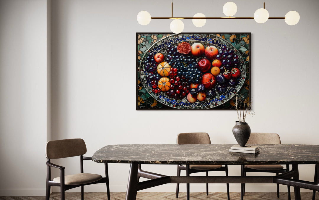 Fruit Platter Stained Glass Style Modern Dining Room Wall Art