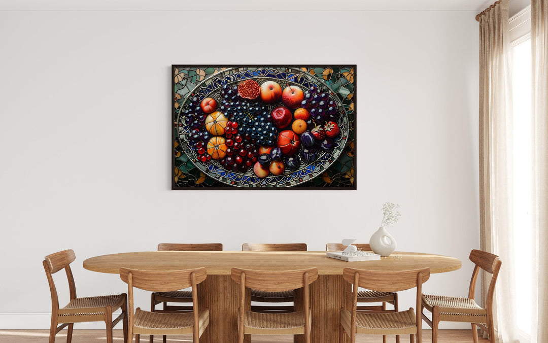 Fruit Platter Stained Glass Style Modern Dining Room Wall Art