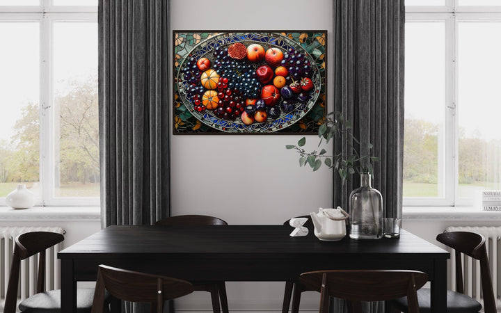 Fruit Platter Stained Glass Style Modern Dining Room Wall Art