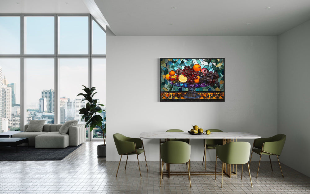 Fruit Vase Stained Glass Style Modern Dining Room Wall Art in dining room