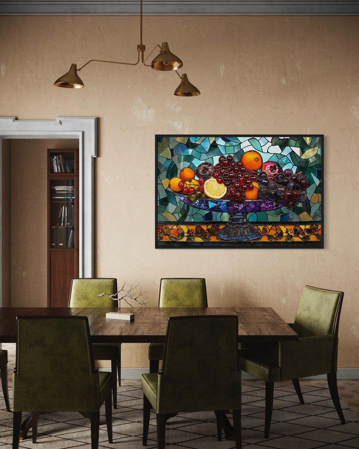 Fruit Vase Stained Glass Style Modern Dining Room Wall Art