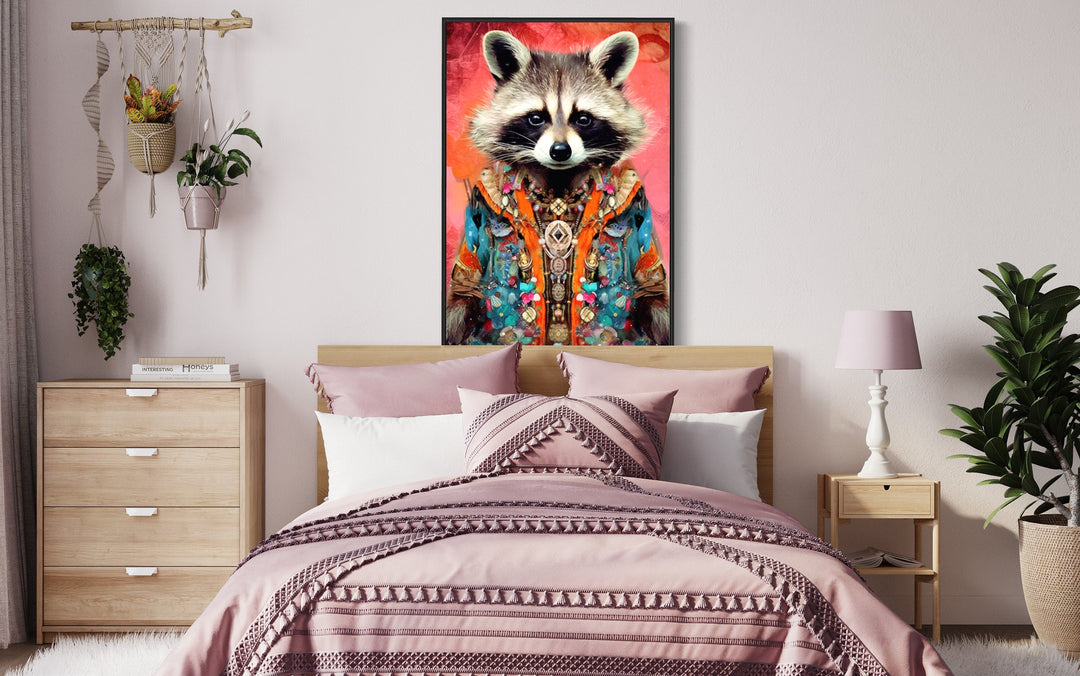 Funny Racoon In Suit Fashion Canvas Wall Art