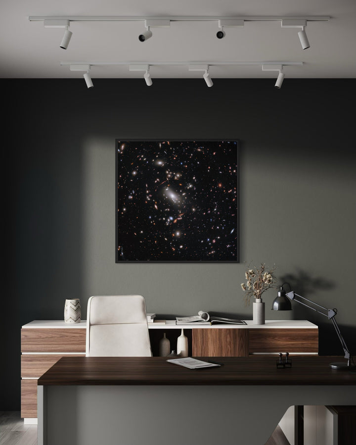 Galaxy Cluster MACS J1423 James Webb Telescope Photograph Framed Canvas Wall Art