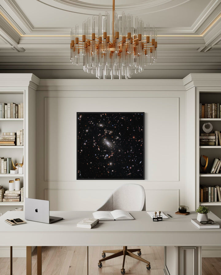 Galaxy Cluster MACS J1423 James Webb Telescope Photograph Framed Canvas Wall Art