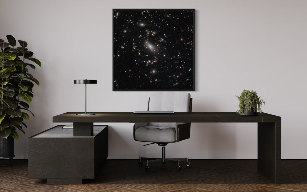 Galaxy Cluster MACS J1423 James Webb Telescope Photograph Framed Canvas Wall Art