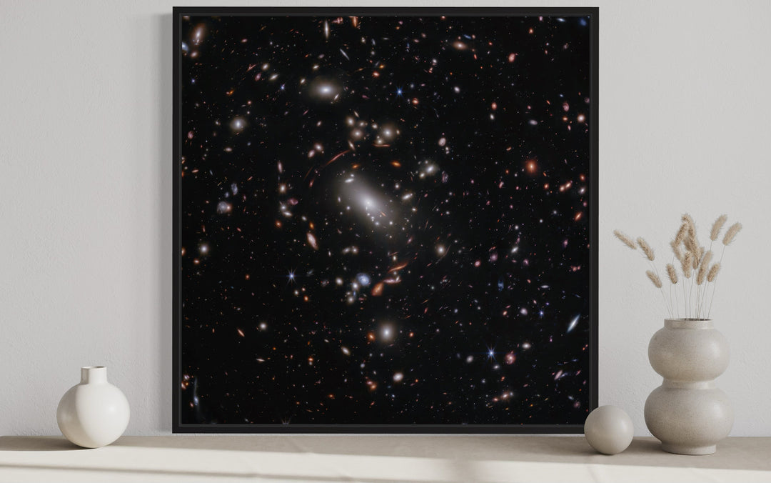 Galaxy Cluster MACS J1423 James Webb Telescope Photograph Framed Canvas Wall Art