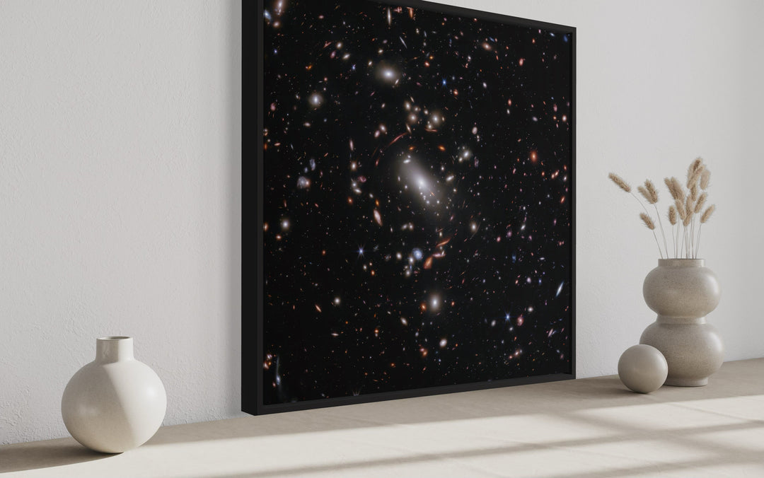 Galaxy Cluster MACS J1423 James Webb Telescope Photograph Framed Canvas Wall Art