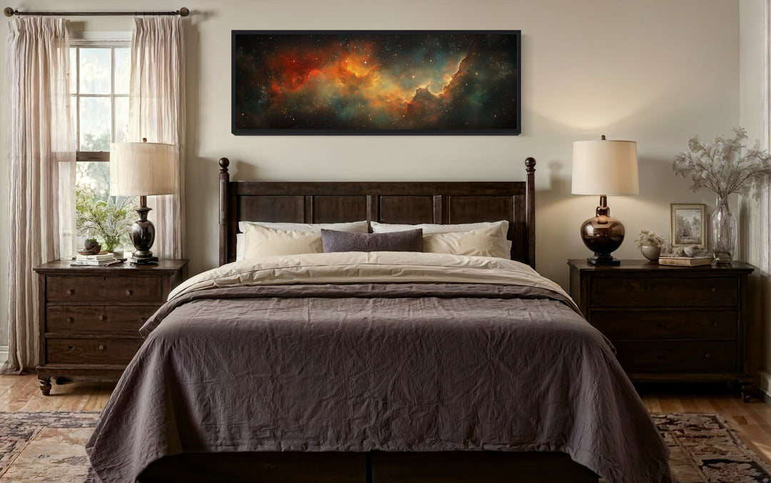 Galaxy Universe Long Narrow Canvas Wall Art For Man's Bedroom