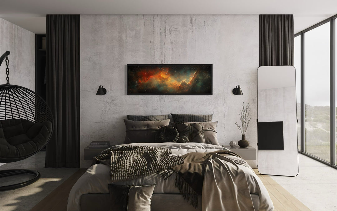 Galaxy Universe Long Narrow Canvas Wall Art For Man's Bedroom