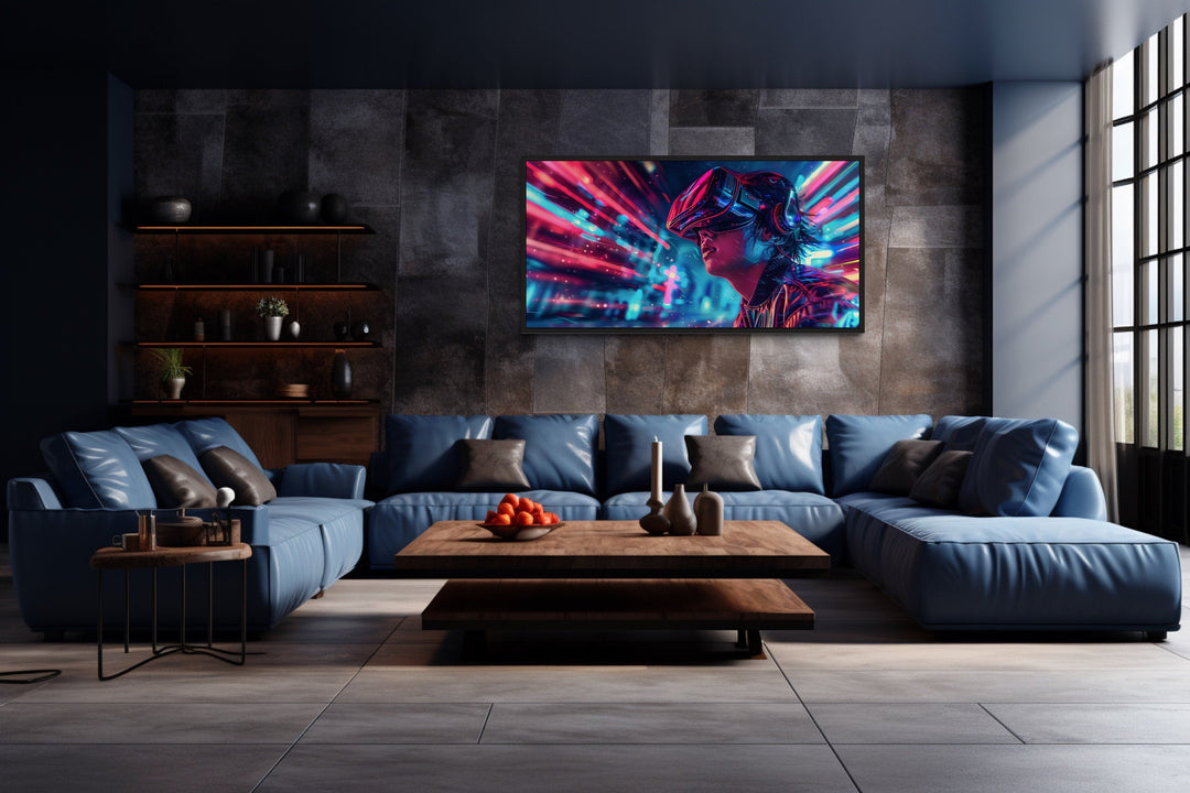 Game Room Wall Art Teenager Playing Virtual Reality Painting Canvas Print