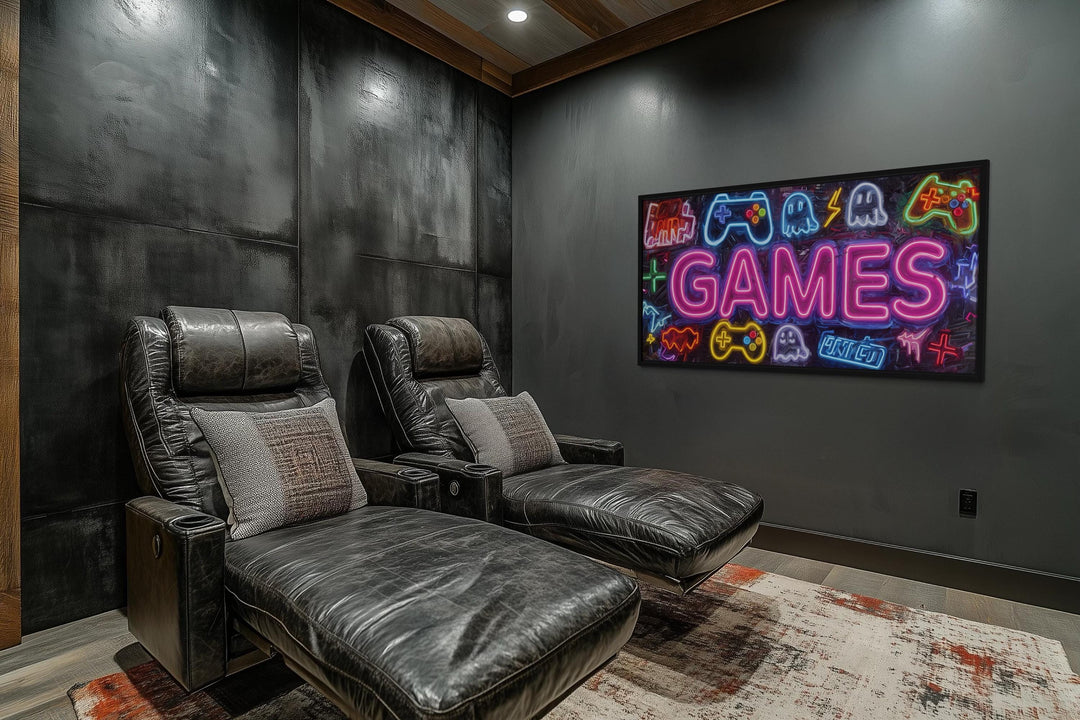 Game Room Wall Decor – Retro Arcade Wall Art | Colorful Gamer Lounge Canvas Print