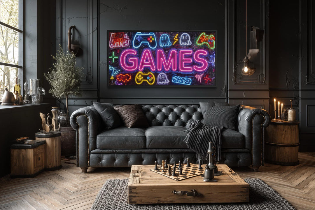 Game Room Wall Decor – Retro Arcade Wall Art | Colorful Gamer Lounge Canvas Print