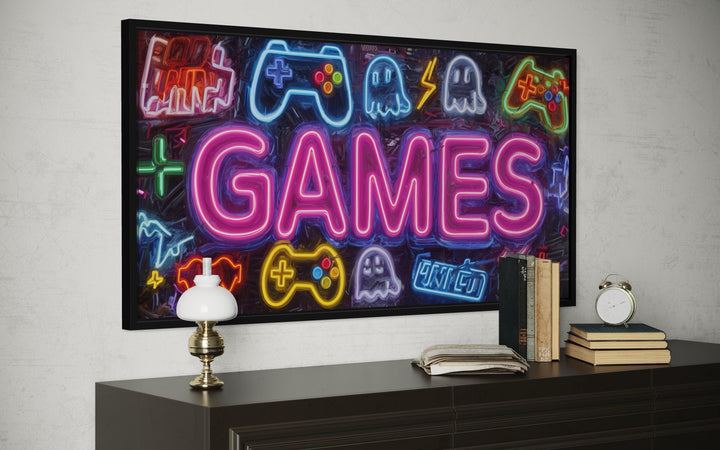 Game Room Wall Decor – Retro Arcade Wall Art | Colorful Gamer Lounge Canvas Print for Men