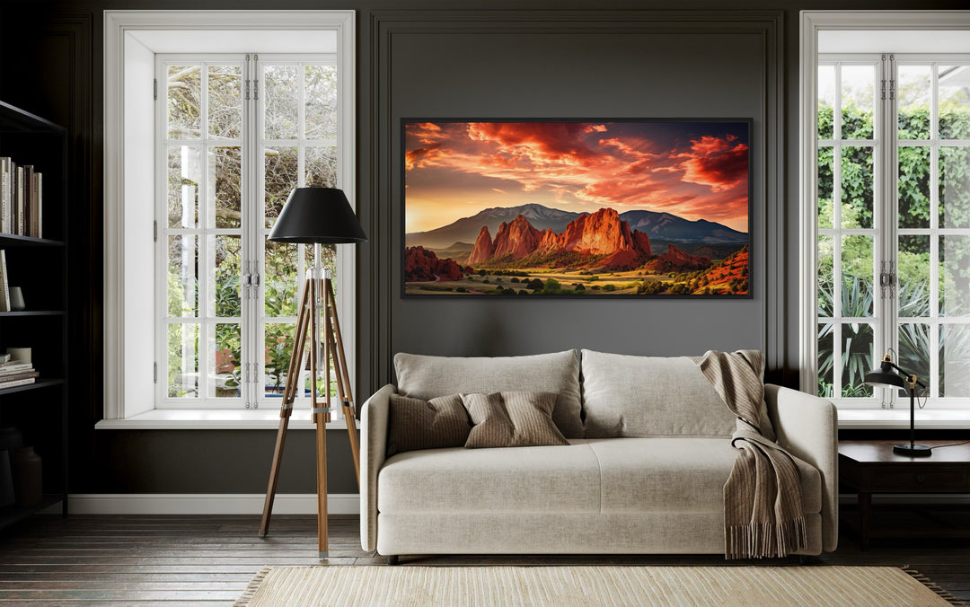 Garden of the Gods Pikes Peak Colorado Mountains Framed Canvas Wall Art