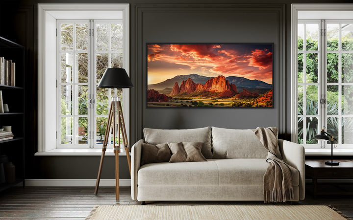 Garden of the Gods Pikes Peak Colorado Mountains Framed Canvas Wall Art