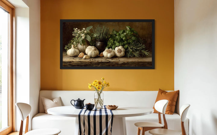 Garlic and Herbs Farmhouse Kitchen Dining Room Canvas Wall Art