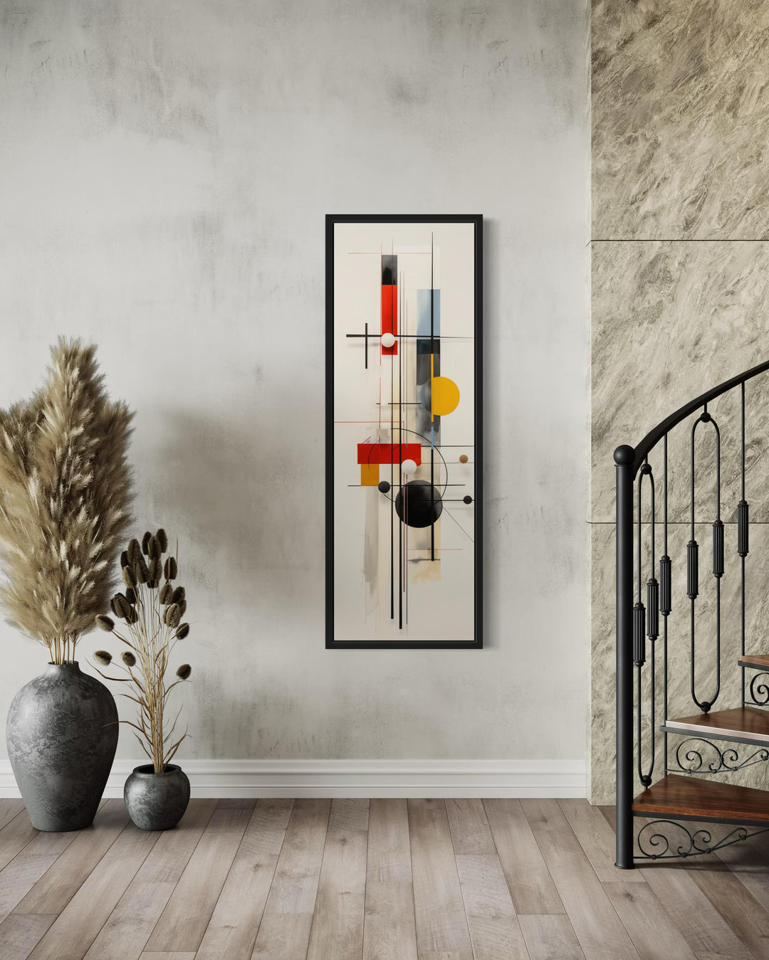 Geometric Vertical Mid Century Abstract Narrow Wall Art