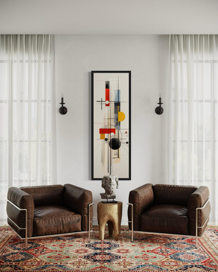 Geometric Vertical Mid Century Abstract Narrow Wall Art