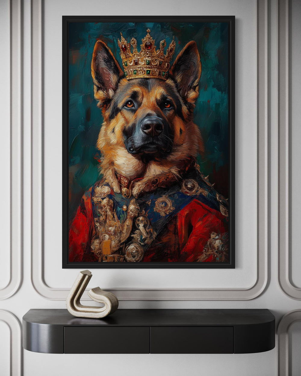 German Shepherd King With Crown Royal Portrait Wall Art