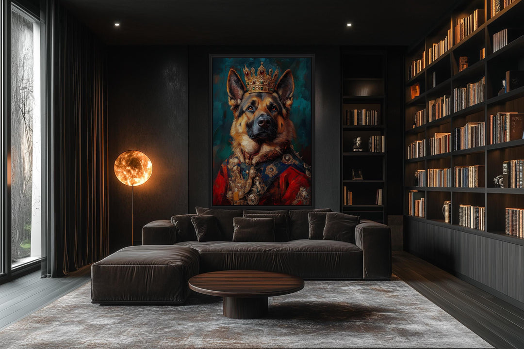German Shepherd King With Crown Royal Portrait Wall Art